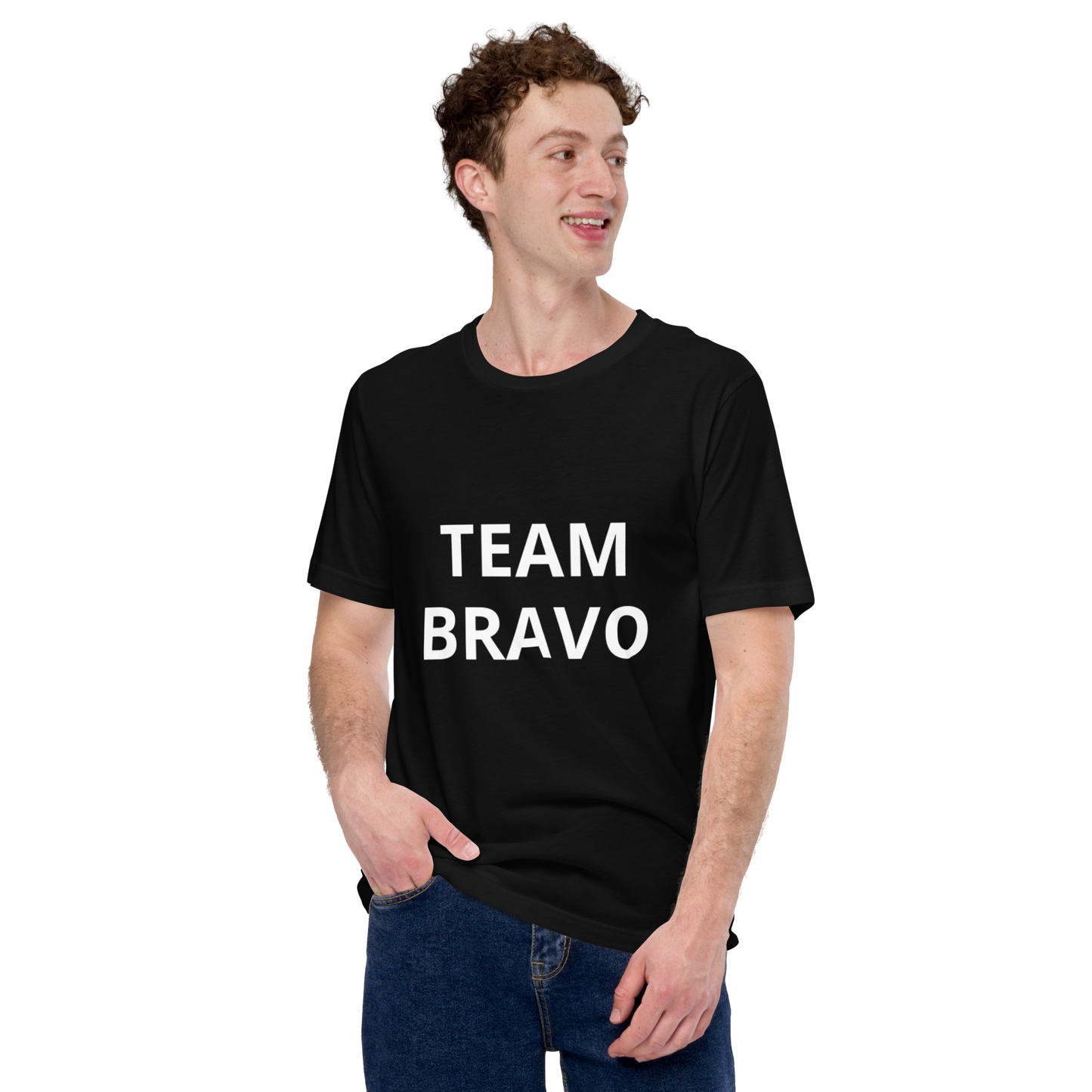 Team Bravo Promo Shirt Black & White with QR Code