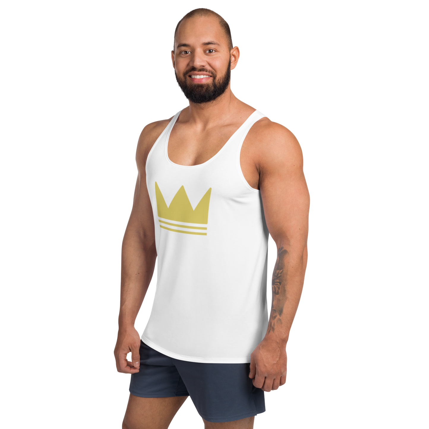 Team Bravo Unisex Tank Top in White & Gold