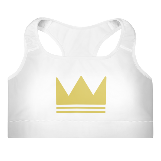 Team Bravo Padded Sports Bra White & Gold