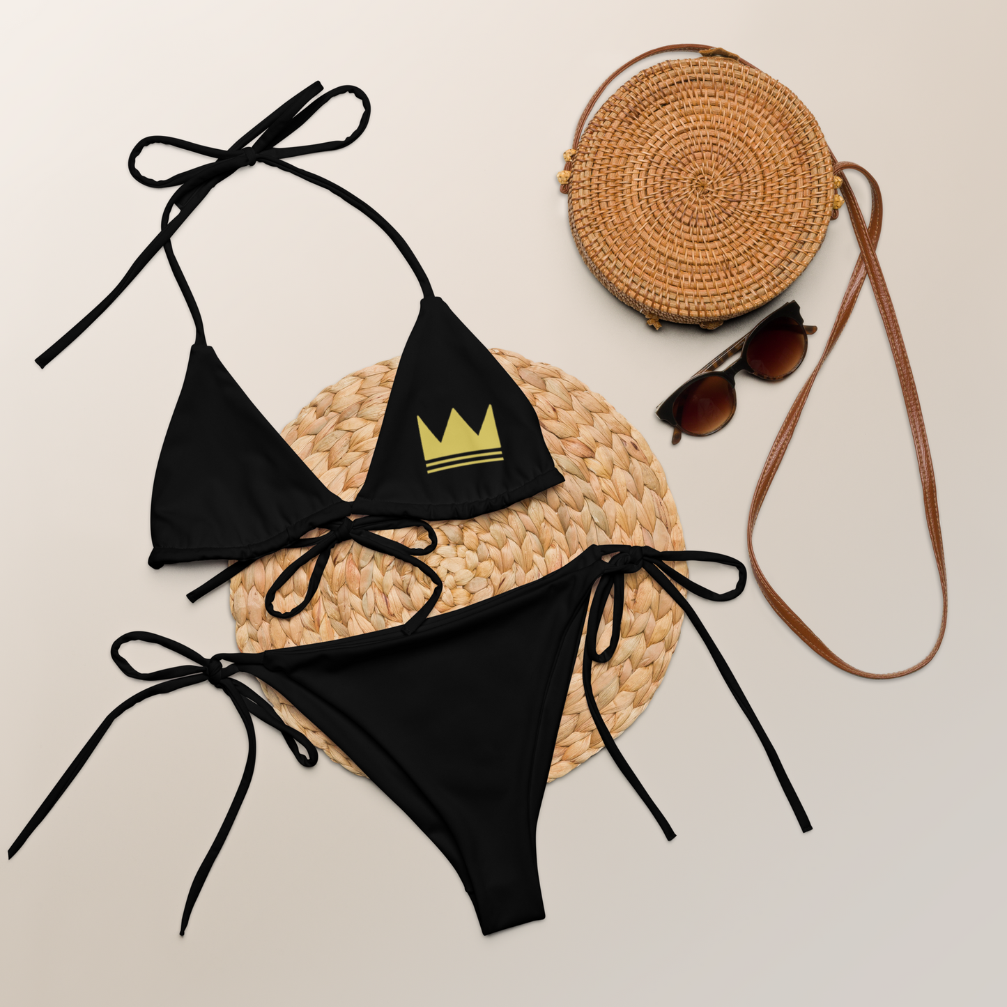 Team Bravo String Bikini set Black & Gold