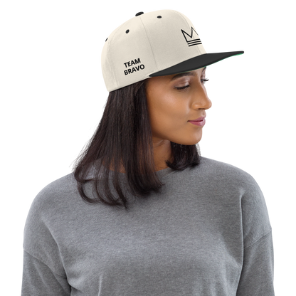 Team Bravo Snapback Hat White & Black