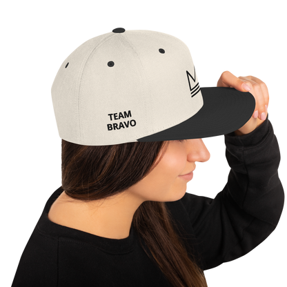 Team Bravo Snapback Hat White & Black