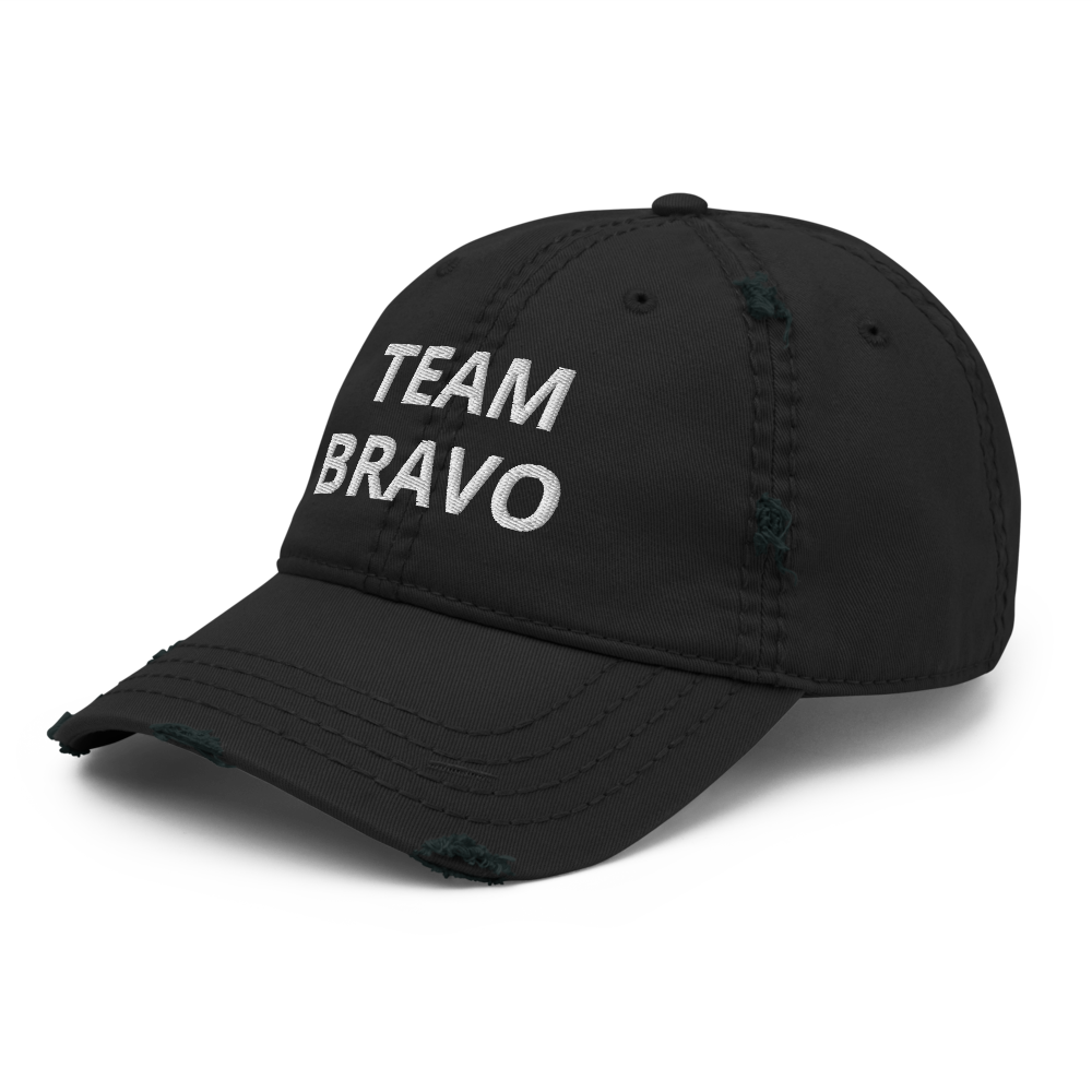 Original Team Bravo Urban Edge Distressed Dad Hat - Black & White