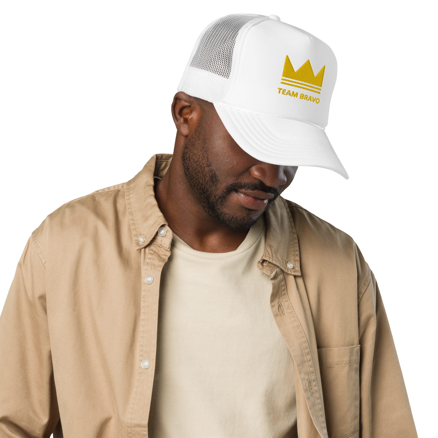 Team Bravo Foam Trucker Cap White & Gold