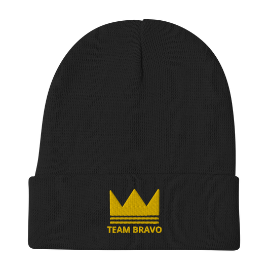 Team Bravo Embroidered Beanie Black & Gold