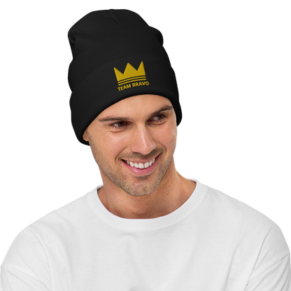 Team Bravo Embroidered Beanie Black & Gold