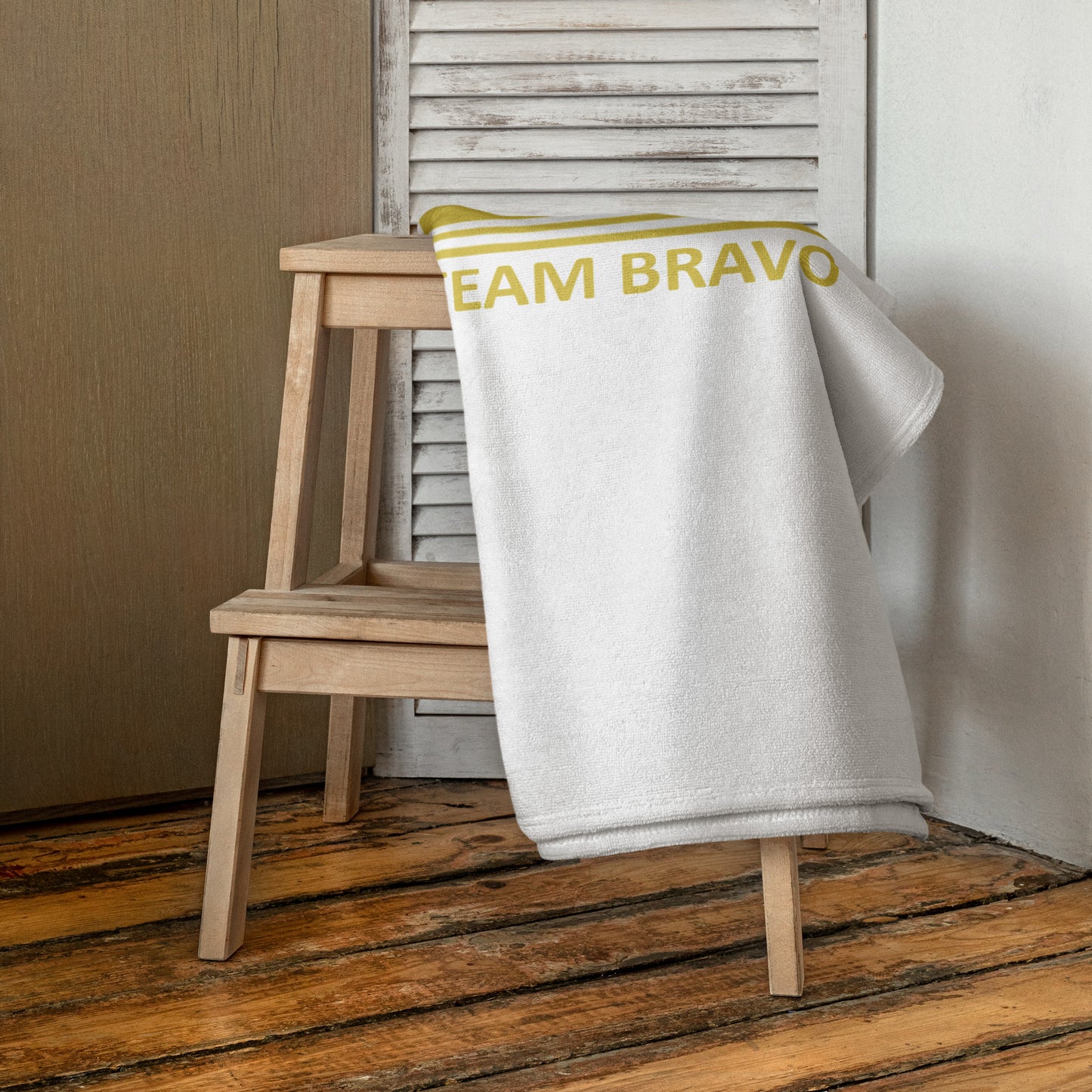 Team Bravo Beach Towel White & Gold