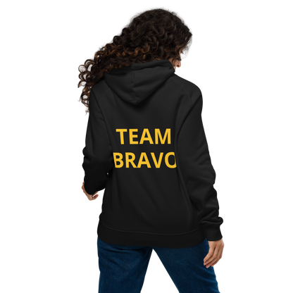 Team Bravo Unisex Eco Raglan Hoodie Black & Gold