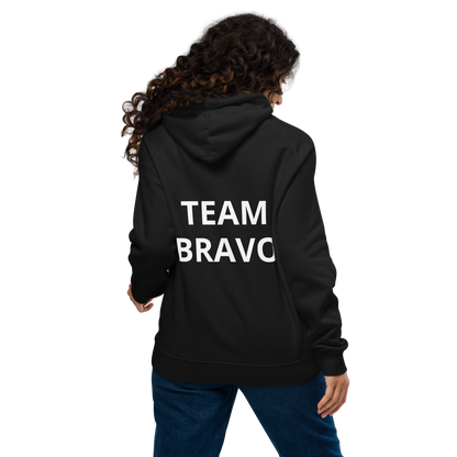 Team Bravo Unisex Eco Raglan Hoodie Black & White