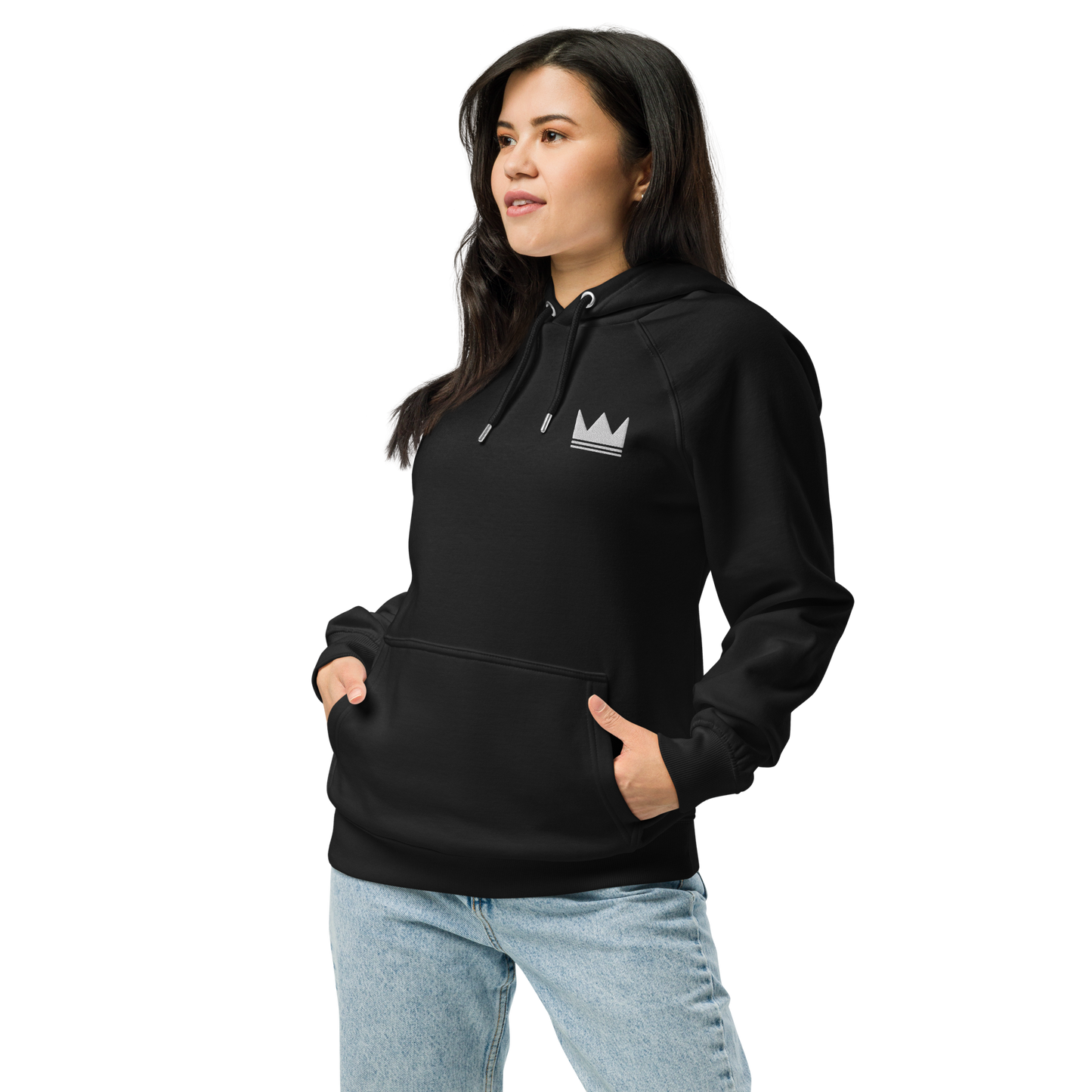 Team Bravo Unisex Eco Raglan Hoodie Black & White
